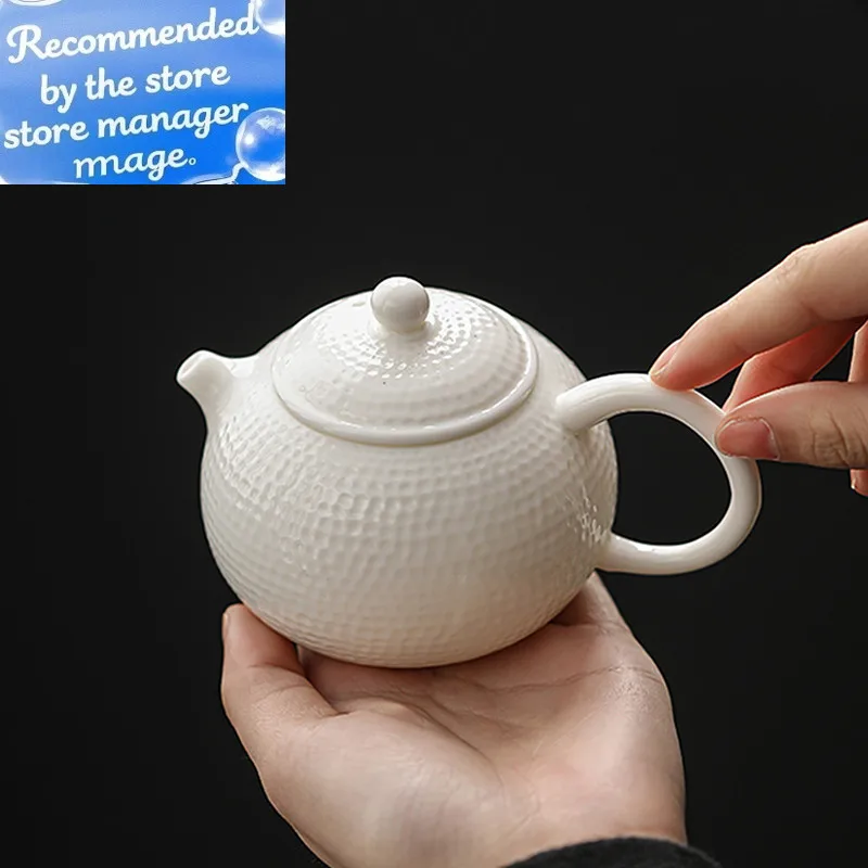 

Китайский белый фарфоровый чайник Dehua, фильтр ручной работы, чайник для красоты, домашние чайные аксессуары, керамический заварочный чайник на заказ