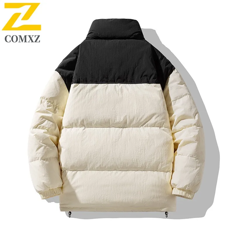 COMXZ Mens Down Jacket Casual Stand Collar Outdoor Cycling Windproof Warm Parka Coat Luxury Travel Cold Resistant Winter Coat