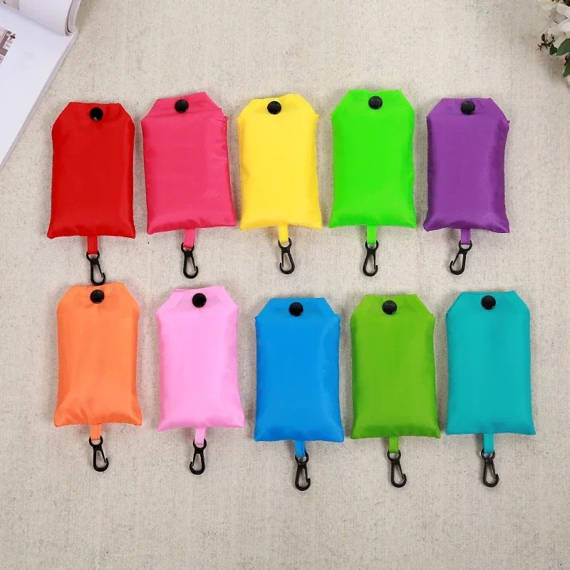 Bolso verde de Color sólido, bolso de hombro portátil reutilizable plegable, bolso de compras de viaje, bolso de regalo publicitario, bolso de lona, bolso de mano