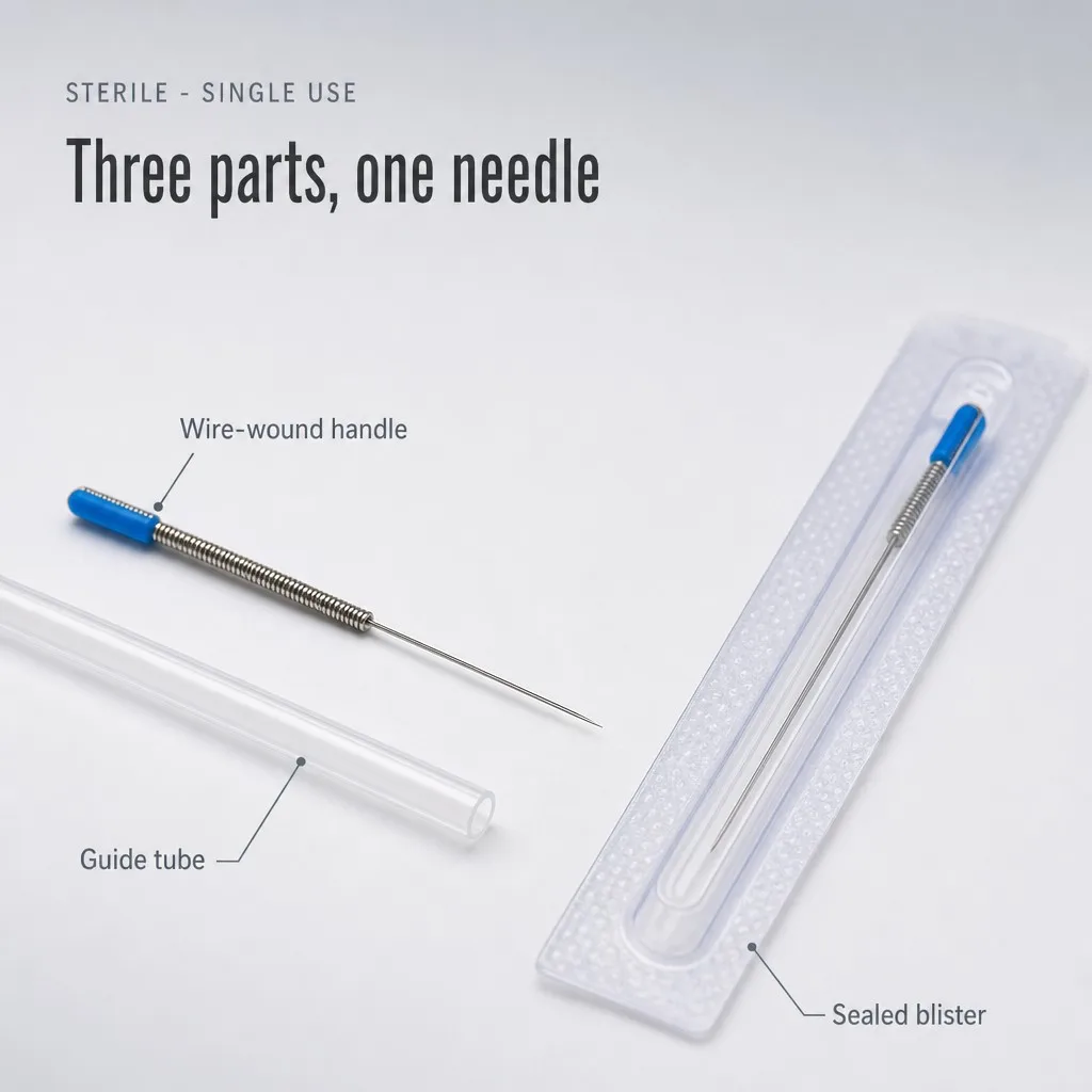 SHENLONG 100 PCS Acupuncture Needle Dry Needling Sharp Disposable Sterile Each Needle with Indivual Guide Tube Therapy with CE
