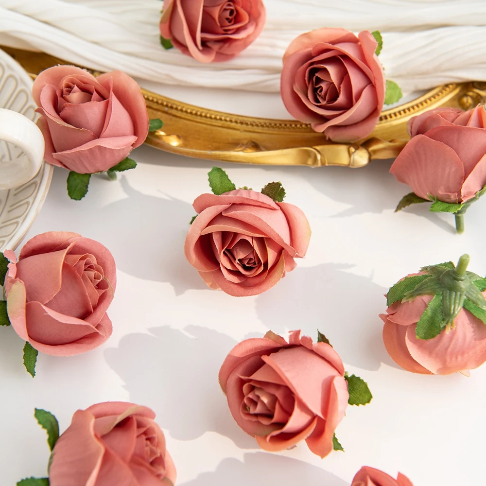 30/60 stuks Kunstbloemen Zijden Rozen Hoofd Bloemstukken Bruiloft Jurk Decoratie Festival DIY Cadeaus Snoepdoos Knutselwerk Haaraccessoires