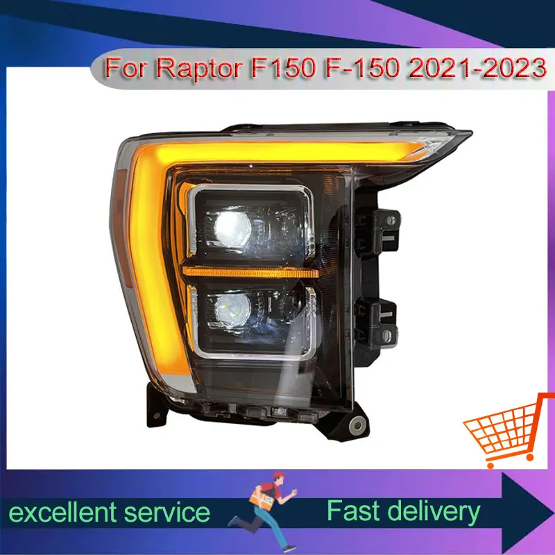 

Headlights For Ford Raptor F150 F-150 2021-2023 Front Lamps Assembly LED US Version Projection Lens DRL Turn Signal Lights