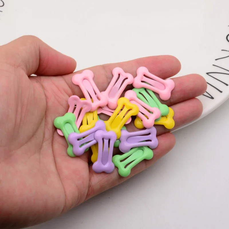 Cute Dog Hairpin Colorful Bone Shape Hairpin Pet Puppy Dogs Hair Clips for Chihuahua Pug Pet Dog Grooming Accessories