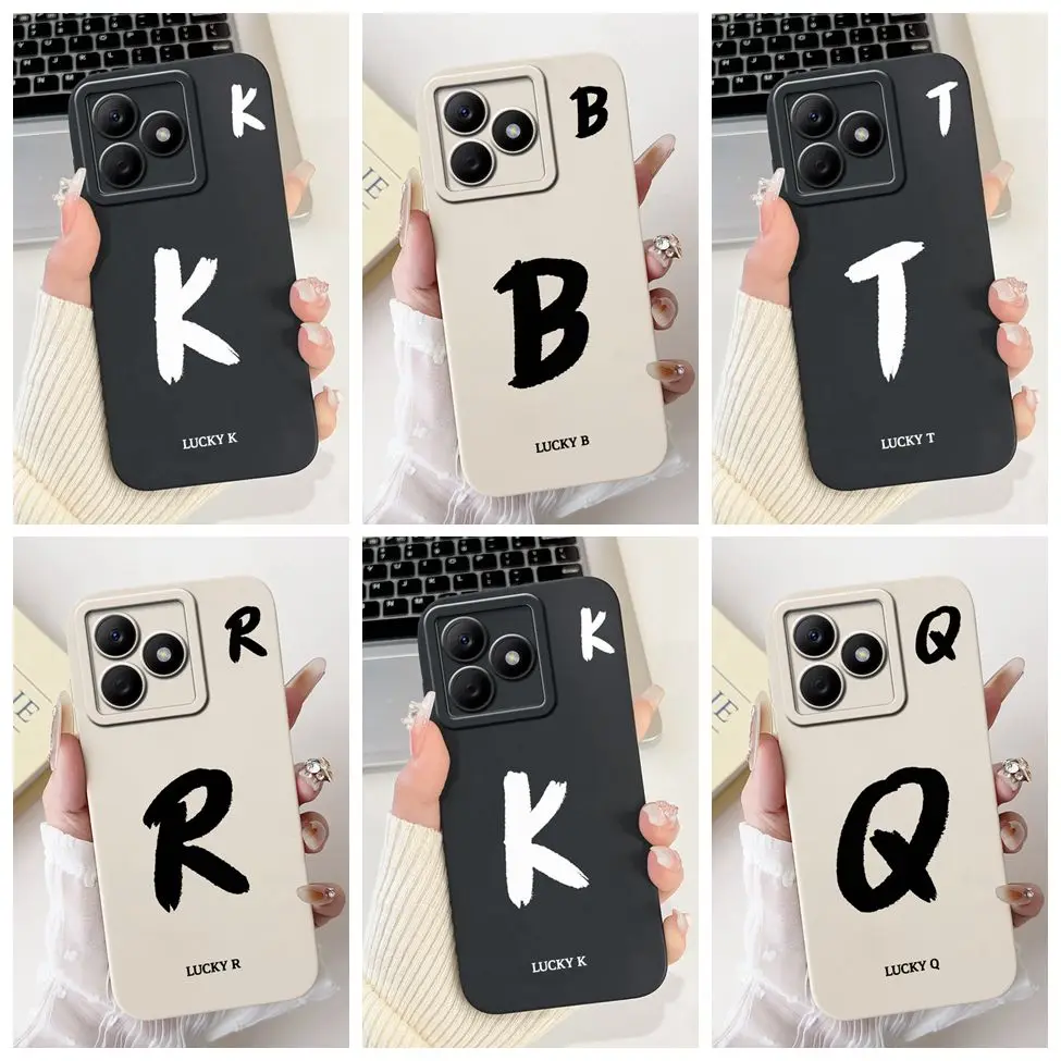 

Чехол для Realme Narzo N63, простой модный чехол с буквенным принтом A-Z, силиконовый противоударный чехол для Realme NarzoN63, задняя крышка