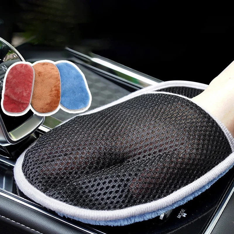 

Coral Velvet Mitt For Car Cleaning Household Double-side Microfiber Waterproof Wash Car Buffing Mitt Car Wash Accessories