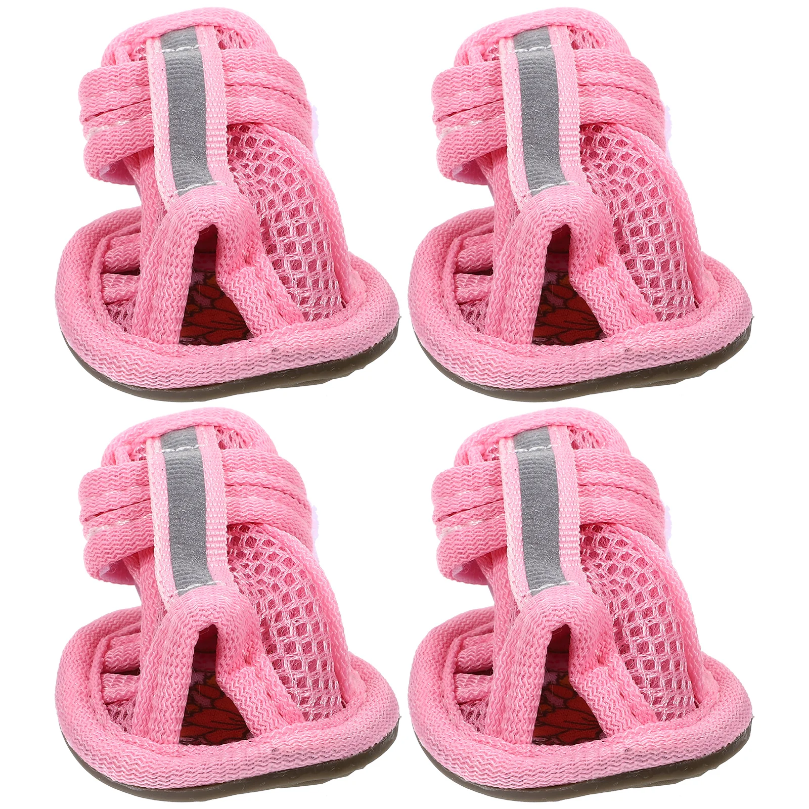 

4Pcs Puppy Shoes for Summer Breathable Mesh Dog Sandals with Flexible Soles Safe Wear Size 4 Pink Dog Shoes