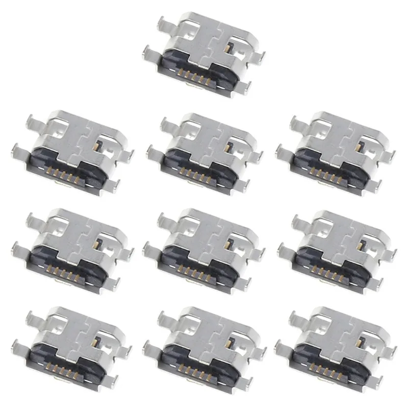 10 Pcs Type B Micro USB 5 Pin Female Charger Mount Jack Connector Port Socket