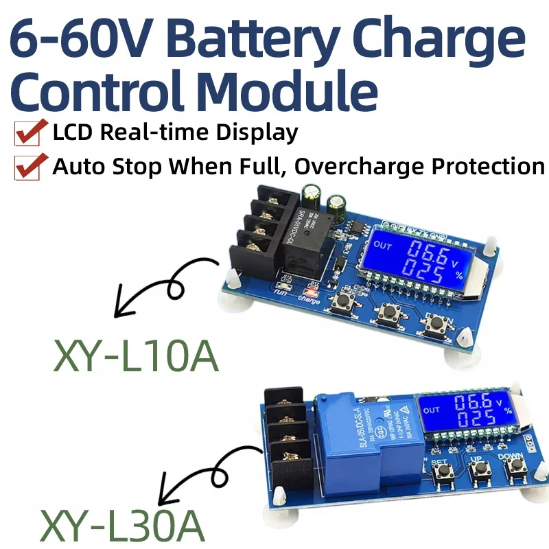 1/3PCS XY-L10A XY-L30A 6-60V Battery Charge Control Module,10A/30A LCD Overcharge Protection Board For Lead Acid Lithium Battery