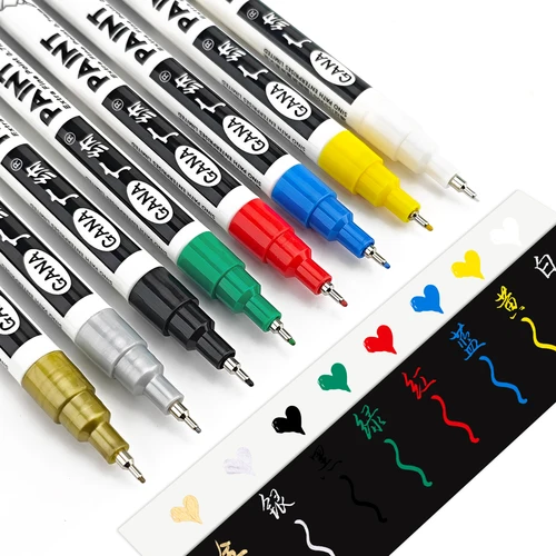 Imagen 2 del producto Juego de bolígrafos de pintura permanente para pintura rupestre, piedra, cerámica, vidrio, madera, lienzo, marcadores de pintura acrílica de 0,7mm, punta extrafina