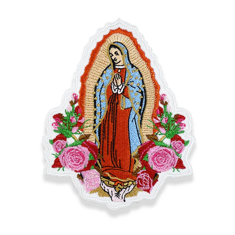 Christian Large Size Santa Maria De Guadalupe Virgin Mary Iron on Patches for Shirts Bags Harajuku Icon Embriodery Patches