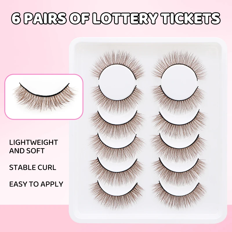 DINGSEN 6 Paar 3D 5D natürliche Wimpern farbige braune Wimpern Volumenwimpern Frau Make-up falsche Wimpernverlängerung – Detail 5
