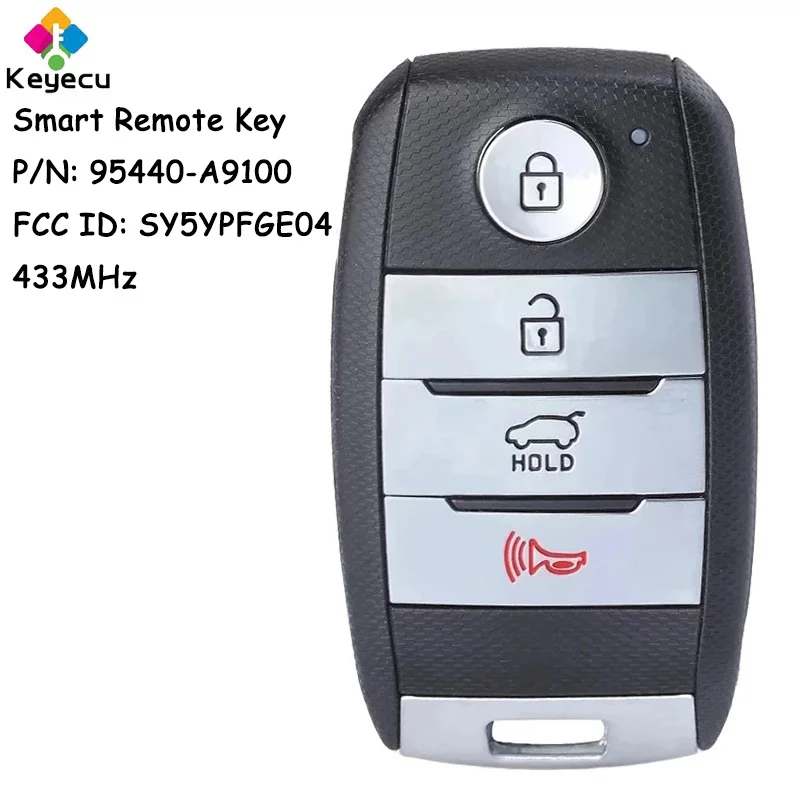 

KEYECU Smart Remote Control Car Key With 4 Buttons 433MHz for Kia Sedona 2015 2016 2017 2018 Fob P/N: 95440-A9100, SY5YPFGE04