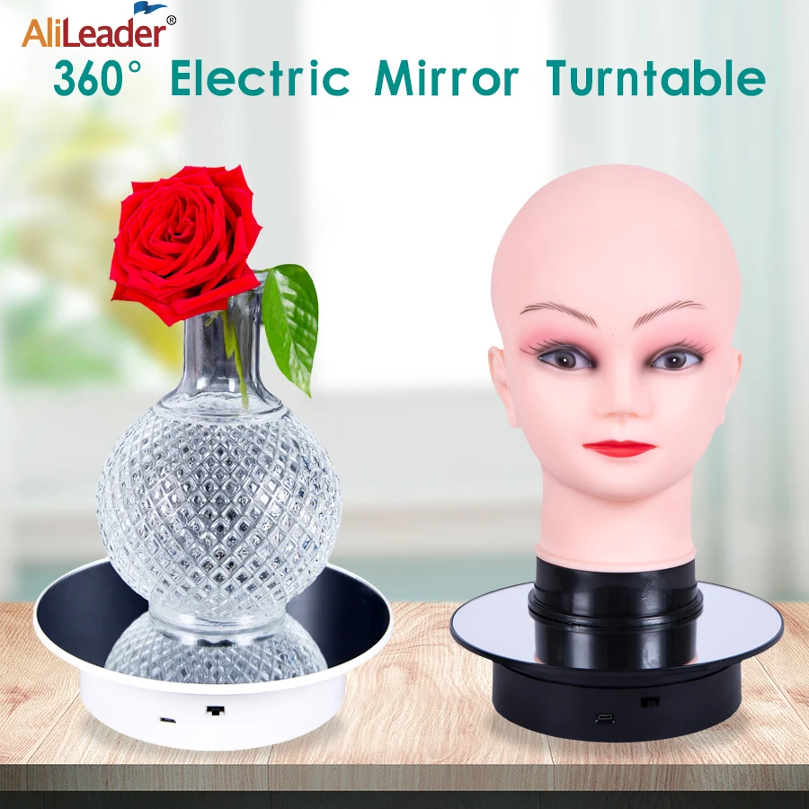 Realistic Female Mannequin Head with Shoulder 360° Electric Display Turntable Plastic Jewelry Display Head with Earring