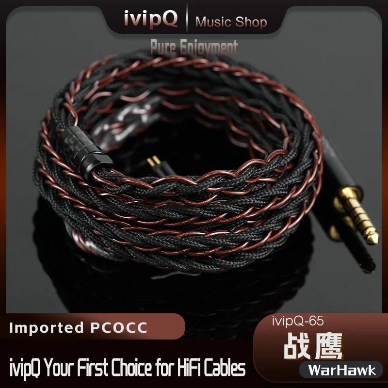 ivipQ-65 الحرب الصقر اليابان المستوردة PCOCC النحاس HiFi سماعة كابل 3.5/4.4 مللي متر 2Pin 0.78/MMCX/HD800 سوبر موصل IEM ترقية سلك