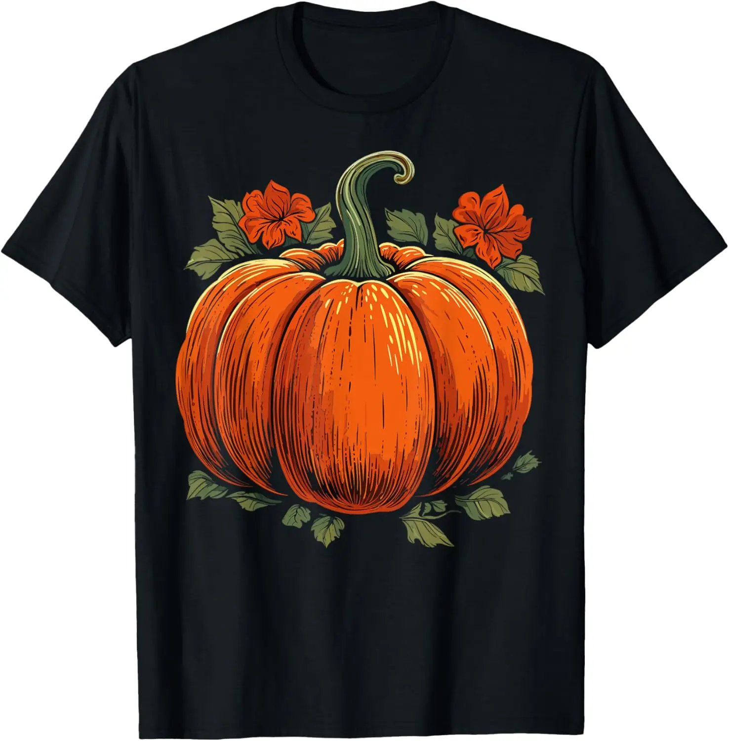 Fall Essence: Pumpkin Fun Autumn Halloween Thanksgiving T-Shirt 100% Cotton Trendy Y2K Short-Sleeve Tee – Soft, Quick-Drying, &
