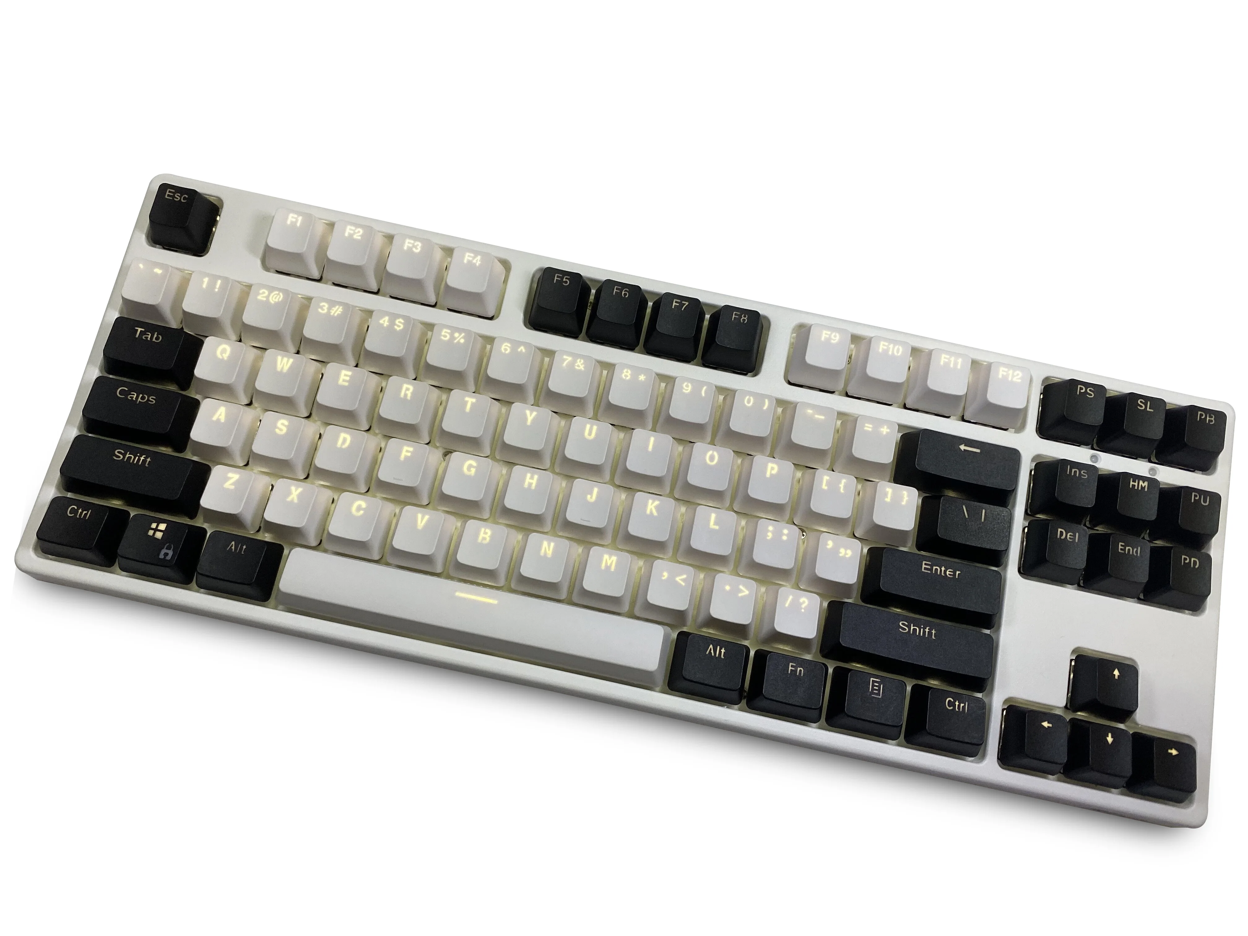 

(Only Sold Keycaps)Black White 87 Key PBT Backlight Keycaps OEM Profile Wooting Double Shot Mechanical Keyboard Keycap