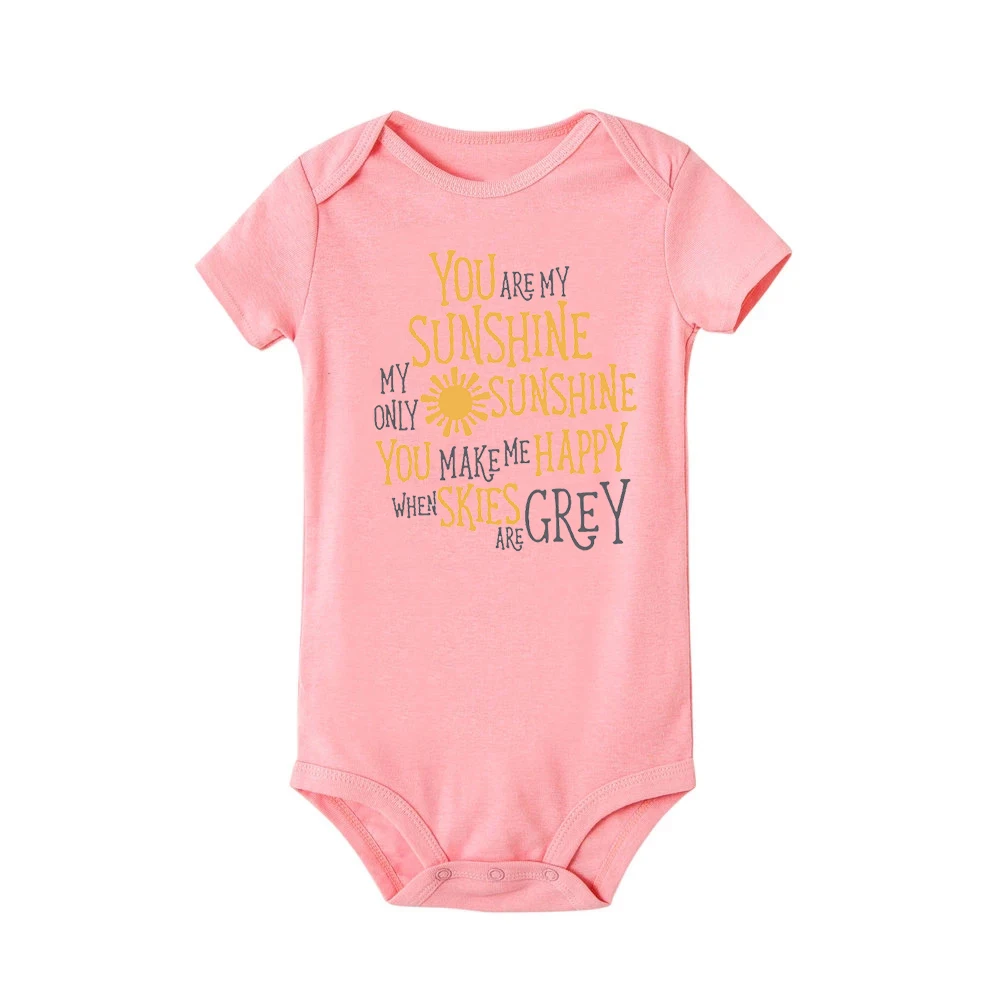 You Are My Sunshine When Skies Are Grey Summer Newborn Infant Baby Clothes Cute Toddler Jumpsuits Funny Unisex Bodysuits Outfits