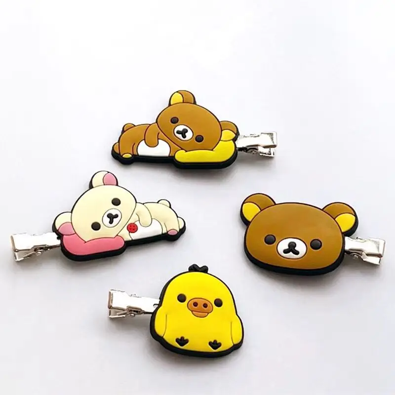 Cute Rilakuma Korilakkuma fermaglio per capelli 2 pezzi Set Anime Bear Hair Barrette Clips Hairclip Hairclip Women Girls Kawaii Headwear