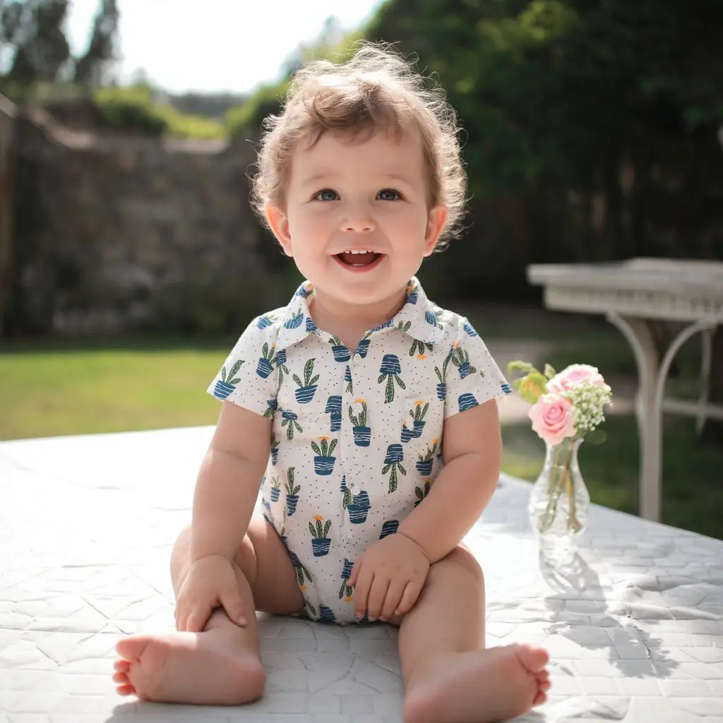 Sanlutoz Gentle Baby Boys Summer Short Sleeve Bodysuits Cute Pattern Infants Onesies Clothing