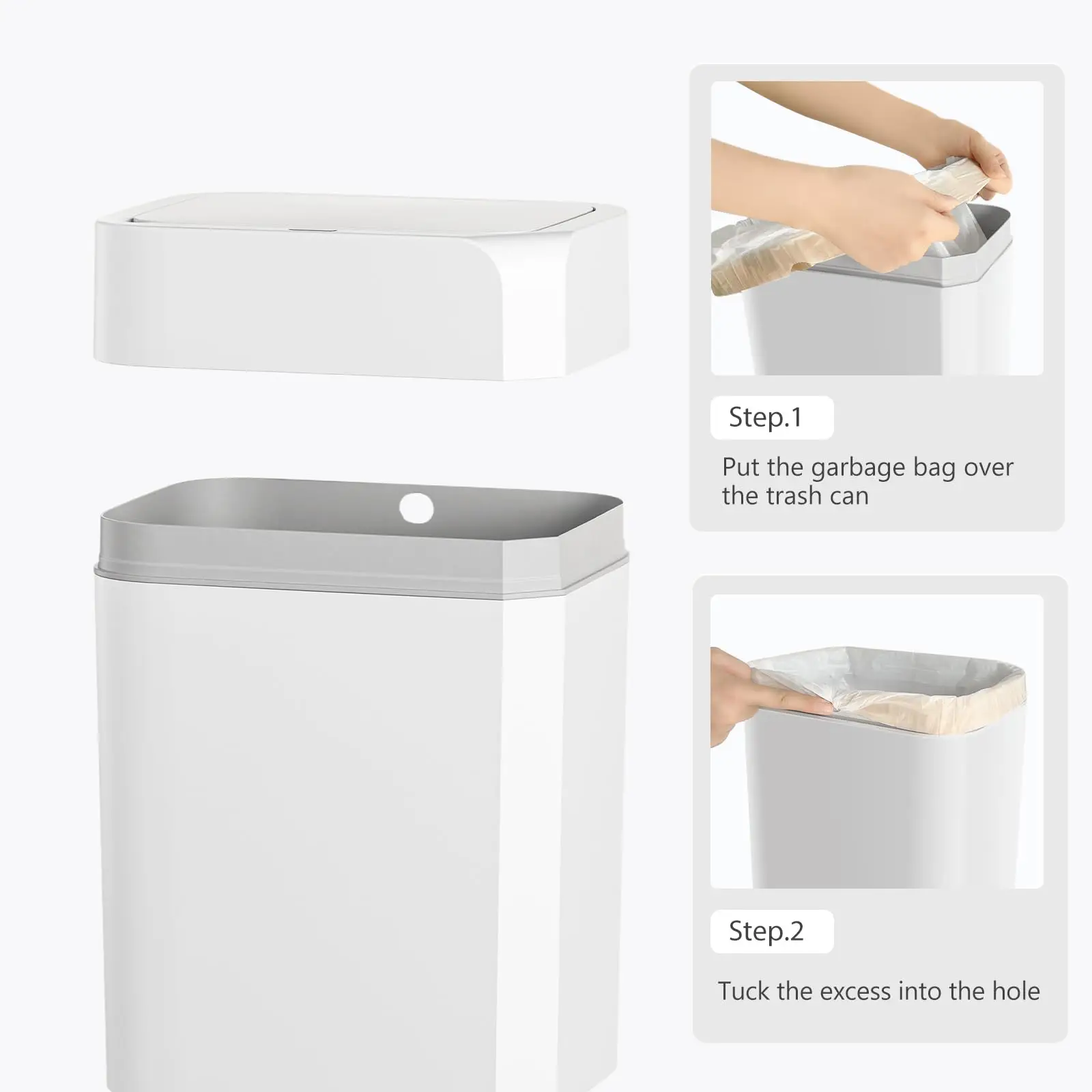 Motion Sensor Trash Can with Lid，13/17L Automatic Small Slim Waterproof Smart Trash Bin for Bathroom,Kitchen,Bedroom,Living Room