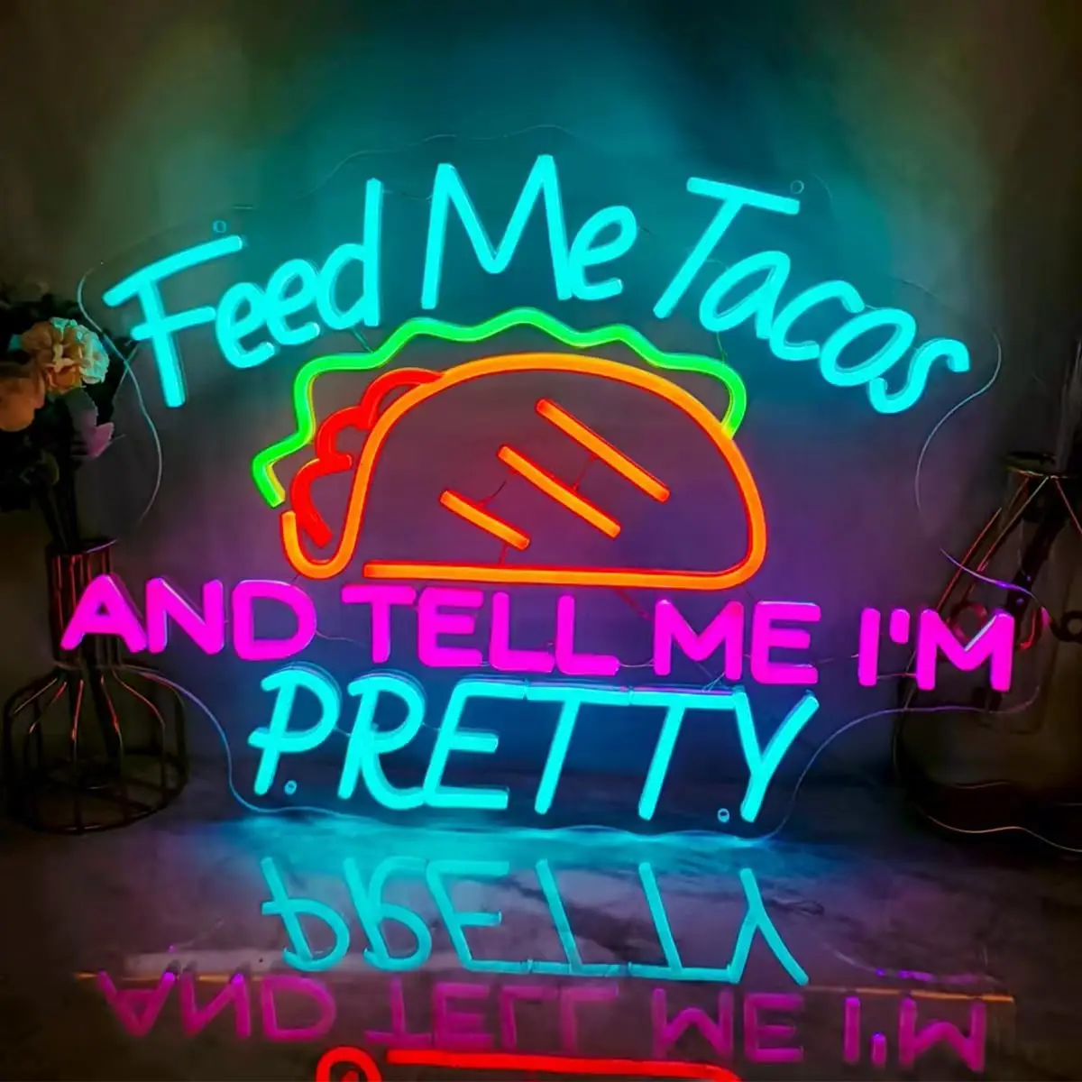 

Неоновая вывеска Feed Me Tacos, USB светодиодная подсветка для мексиканской еды, ресторана, магазина, спальни, украшение personnalisé, подарок, светодиодная вывеска для бизнеса