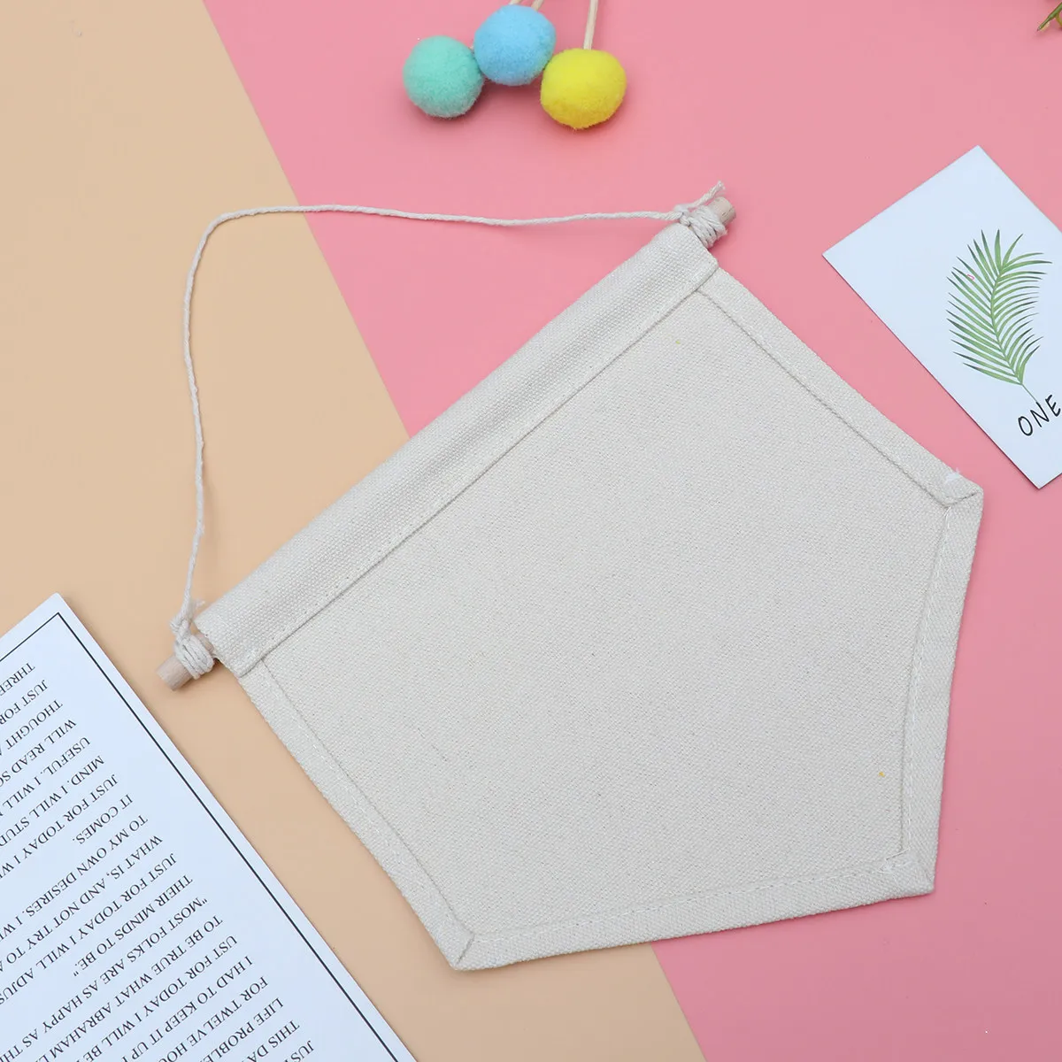 Blank Canvas Pennant Banner Wall Hanging Display for Pin Collectors Patches Badges Buttons Home Office Decor Creative DIY