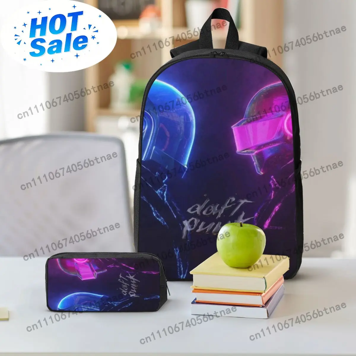3Pcs Daft Punk Electronic Music  Backpack Set for Boy Girl Pen Bags Bookbag Sets with Lunch Box For School Students Daypack