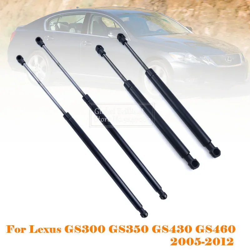 Front Engine Hood & Rear Trunk Tailgate Lift Supports Gas Spring Struts Shocks Bars For Lexus GS300 GS350 GS430 GS460 2005-2012