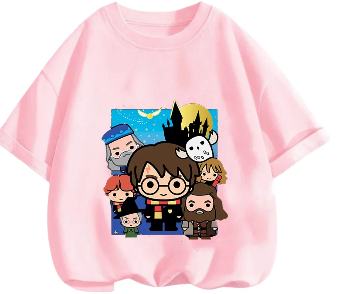 Lovely Cute Harry Potter Crew Neck Tee Summer All Match Casual Tops For Kids 3 14 Years Old view 6