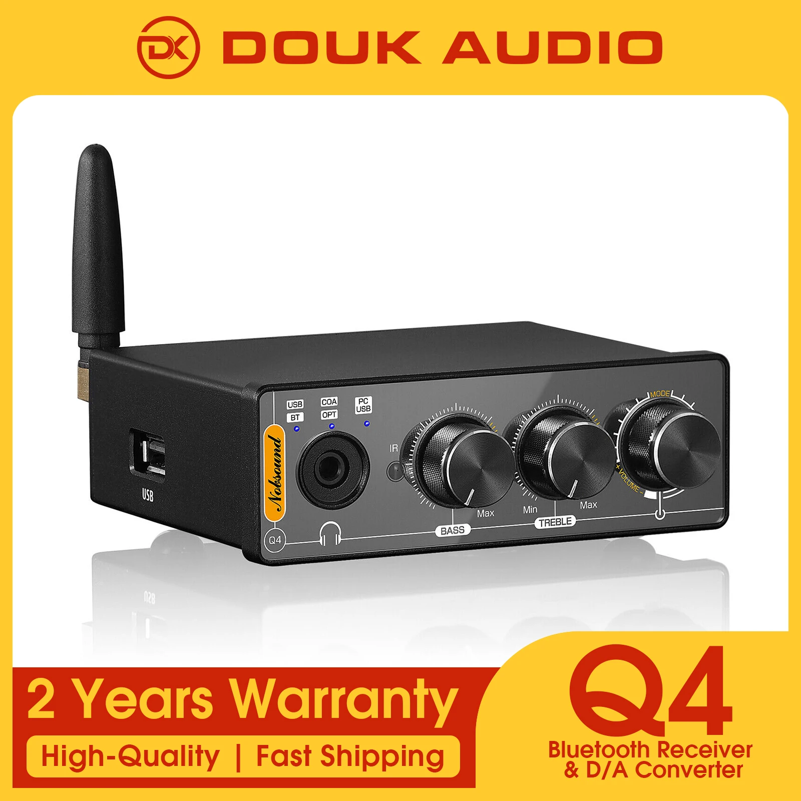 

Douk Audio Q4 Mini Bluetooth Receiver USB Gaming DAC Digital to Analog USB/COAX/OPT to RCA Audio Conerter Headphone Amp