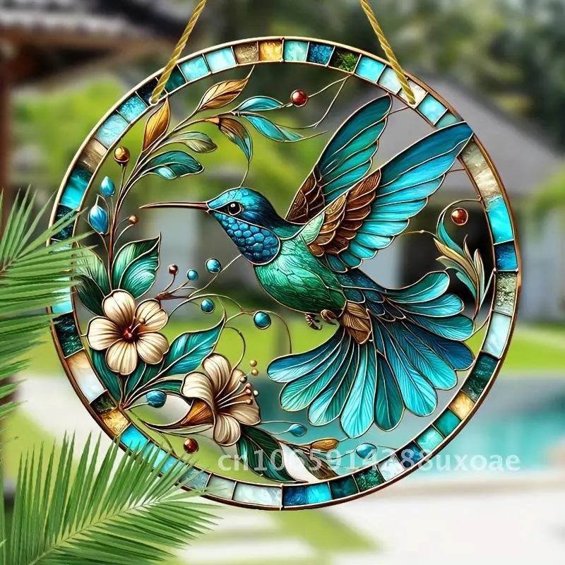 

Painted Peak Bird Bohemian Style Series Indoor and Outdoor Colorful Decorative Acrylic Round Pendant