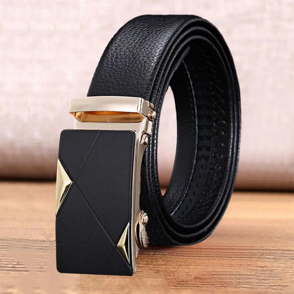 

Men Autumatic Belt Business Formal Belt Smooth Leather Alloy Buckle Anti-break Durability Anti-slip Meeting Commute Suit Pants