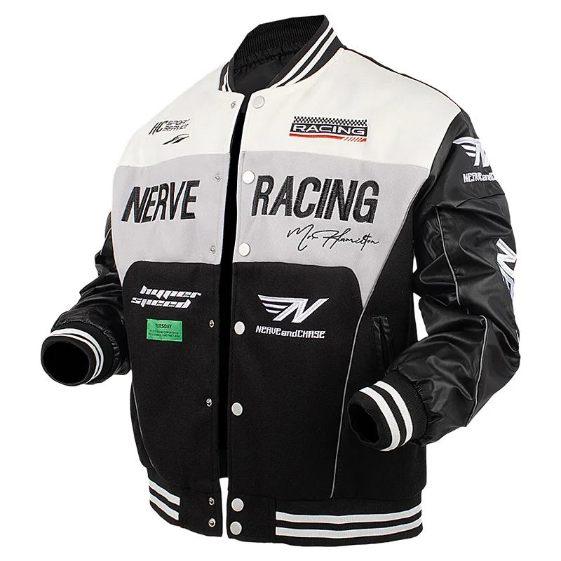 Men's Plus Size Bomber Jacket f1 vintage Street Coats Autumn/Winter Vintage Varsity Baseball Racing Biker Jacket New In Jacket