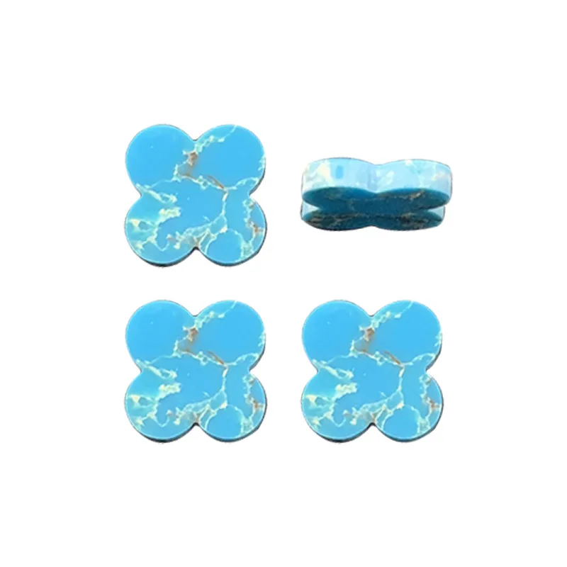 

100PCS/Lot 8x8x2-13x13x2mm Synthetic Blue Turquoise Four Leaf Clover Jewelry Stones