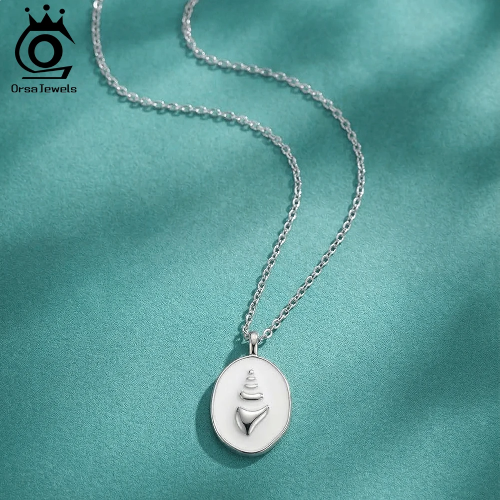 

ORSA JEWELS New Design 925 Sterling Silver Seashell Pendant for Women Ocean Jewelry Collection Necklace Party Jewelry APN60
