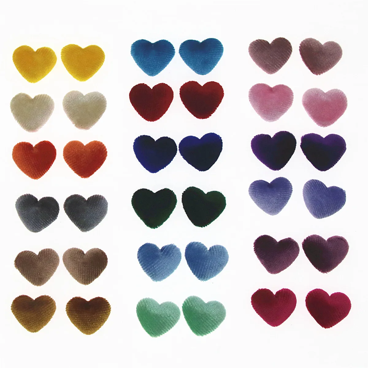 50pcs Corduroy Fabric Covered Heart Buttons Home Garden Crafts Garment Hair Clip DIY Accessories