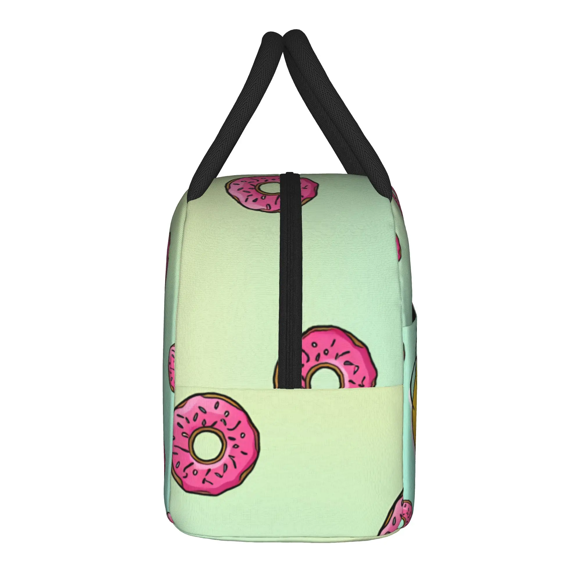 S-Simpsons Homer Donut Pattern Lunch Bag For Adult Graphic Design Lunch Box Outdoor Picnic Cooler Bag Portable Tote Food Bags