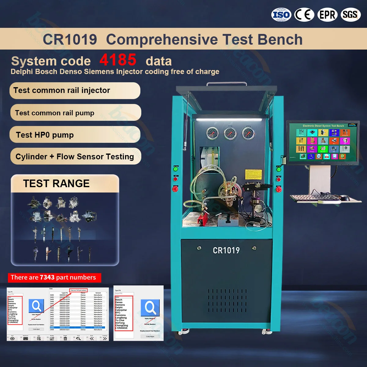 Cr1019 Common Rail Injector Pump Test Bench With Cylinder And Flow Sensor For Cr Injector And Pump Calibration Machine