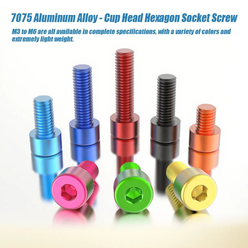 

7075 Aluminum Colored Hex Socket Head Cap Screws M3, Lightweight Frame Screws for DIY RC Models