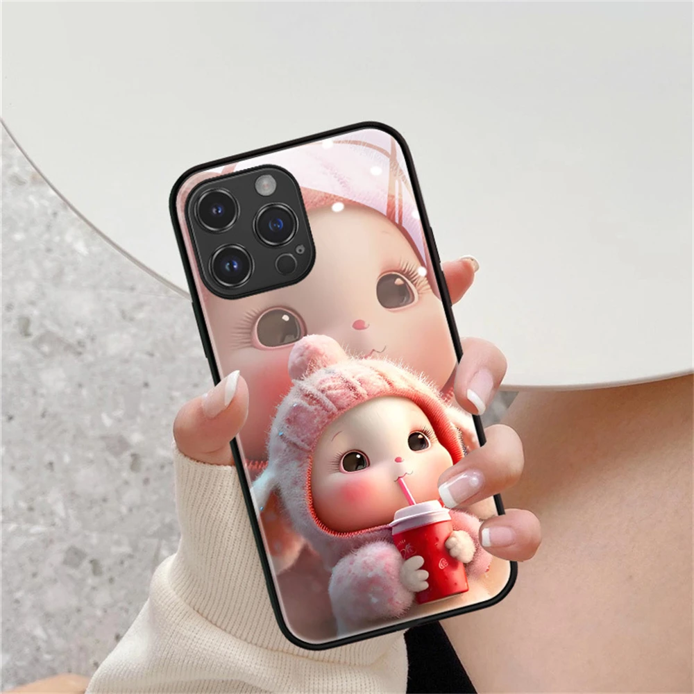 

Pretty Bunny Led Light Phone Case Call Flash Glitter Cover For iPhone Air 17 16 E 15 14 13 12 11 Pro Max Plus X XS XR SE Mini