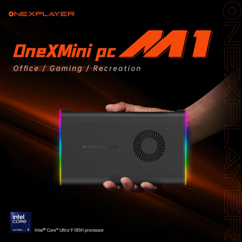 Onexplayer m1ミニPC Intel、ミニPC®コア™ウルトラ9オフィスコンピューター,185h,ai cpu,32 GB, 2テラバイト,拡張可能なssd,超コンパクト,豊富な接続