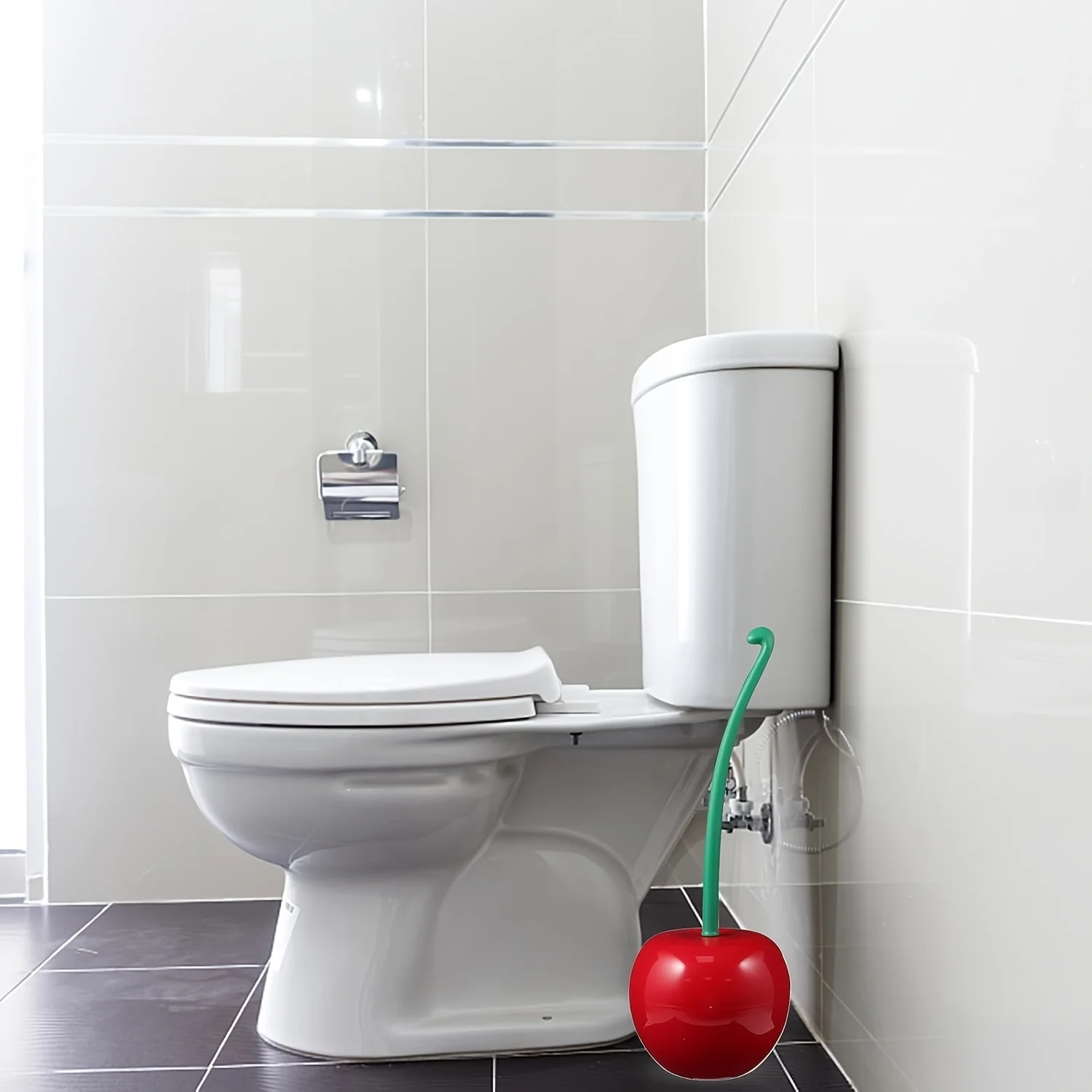 Kersentoiletborstel Huishoudelijke toiletborstel met lange steel en zachte haren Plastic schoonmaakborstelset