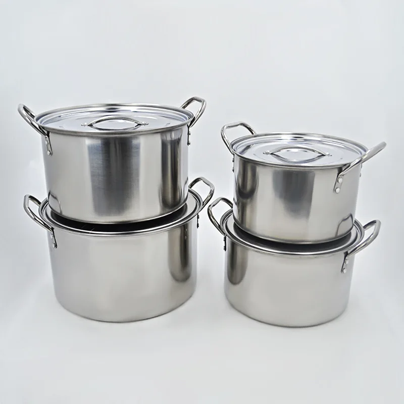 Wholesale Modern Design 5PCS 410 Stainless Steel round Stock Pot Set with Lid Sustainable Kitchenware Soup Pots