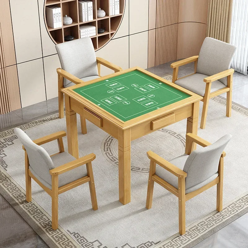 Solid wood elderly activity room nursing home chess and card table casual chess table poker table hand rubbing mahjong table