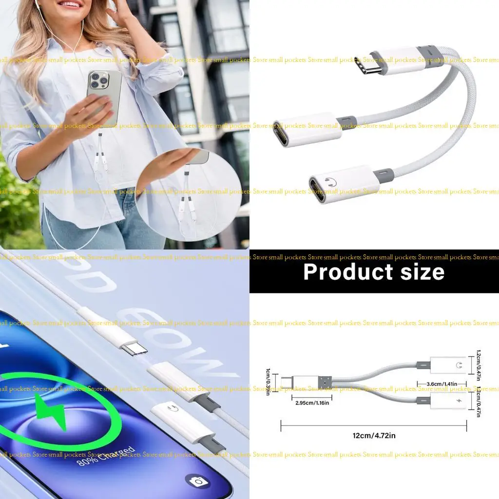 

R1WD Two Port Type C Adapters 60W Rapid Charging HiFi Sound Transmission Portable Travel Friendly Wide Device Support