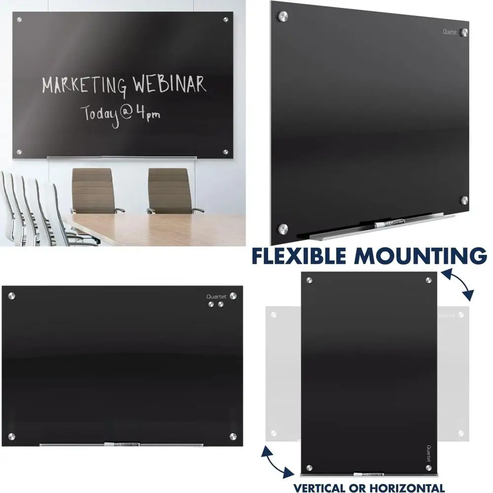 

24x18 Magnetic Glass Whiteboard Wall Mount, Infinity Series, Black (G2418B)