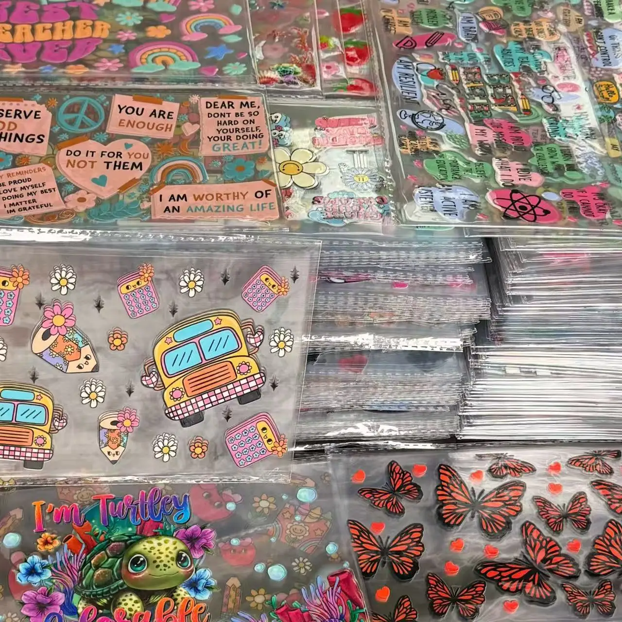 20PCS Random Hot Sale Cartoon Various Pattern 16oz UV DTF Cup Wrap Transfers Libbey Wrap Tumbler DIY Logo Sticker Home Decor