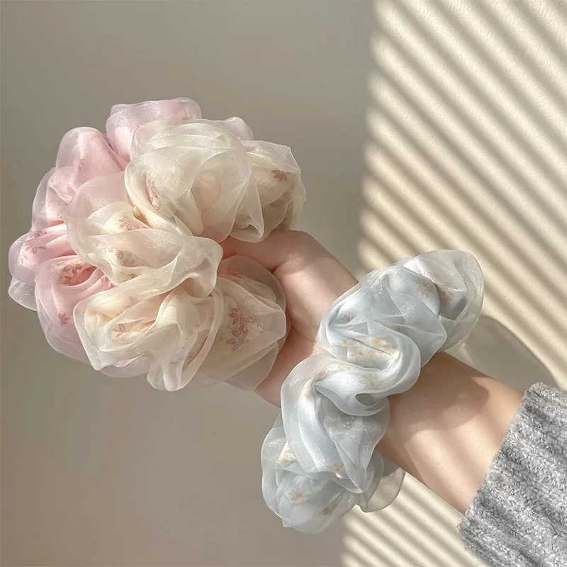 New French Gauze Sense Ball Head Large Intestine Hair Ring Female Head Rope Small Fresh Sweet Temperament Head Rope Headdress