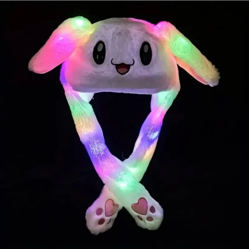 Headwear Daily  Supplies Party Home LED Funny Glowing And Ear Moving Bunny Hat Cap For Women Girls Cosplay Party Holiday Hat