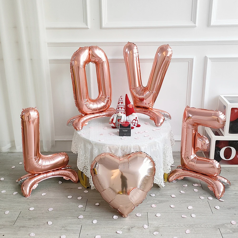 1 Set 30inch Giant LOVE Letter Foil Balloon 3D Standing Ballon Anniversary Valentines Wedding Decoration Birthday Party Globos